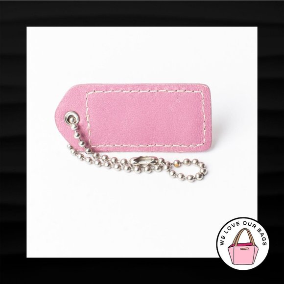 2" Medium COACH TAN PINK LEATHER KEY FOB BAG CHARM - Picture 2 of 2